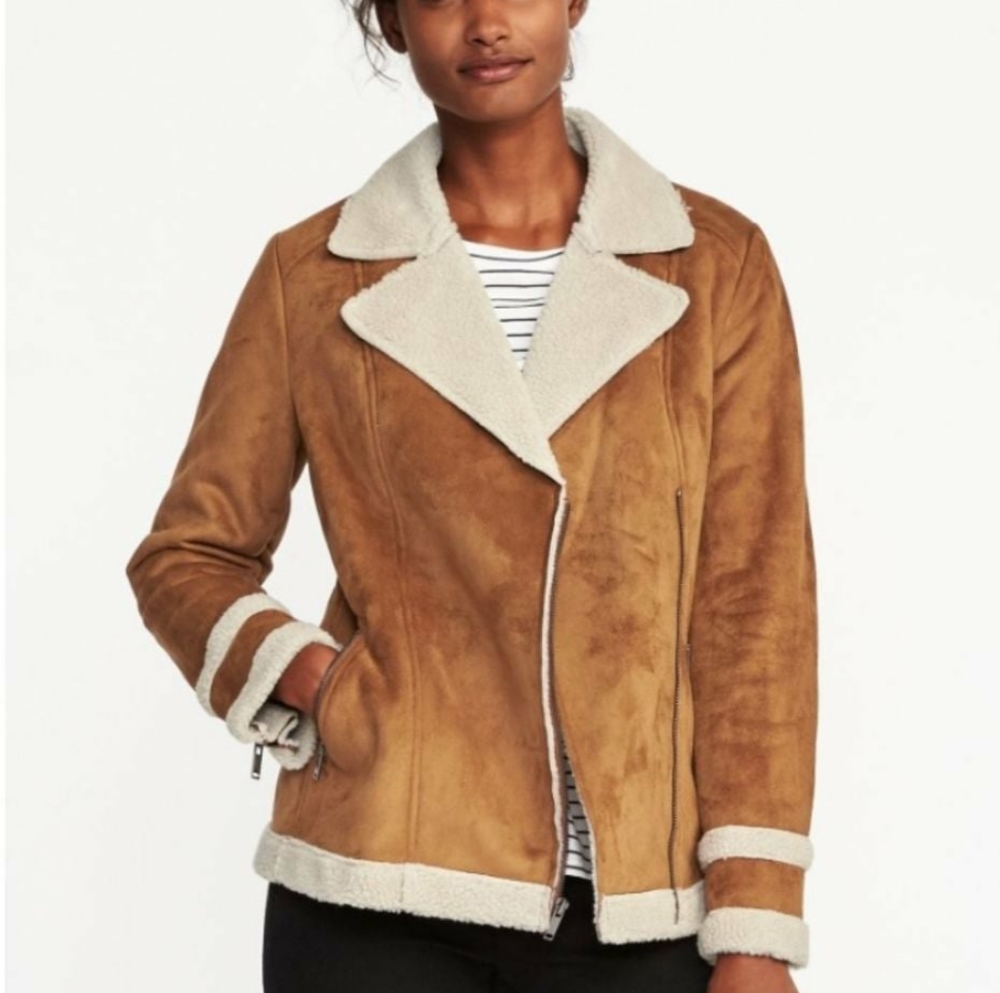 Old Navy Faux Sherpa lined tan jacket XS